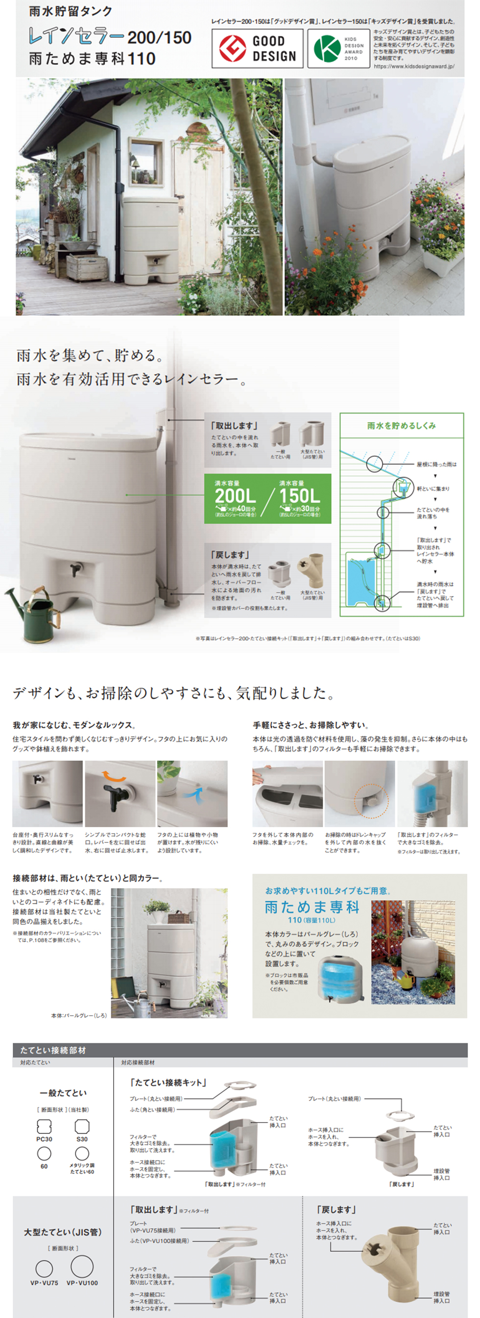 雨水貯留タンク　レインセラー200・150　雨ためま専科110